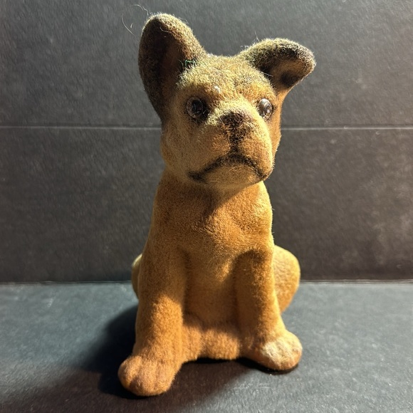 Vintage Flocked Fuzzy Dog Puppy Bank 6 1/4”, **no stopper** - Picture 2 of 5
